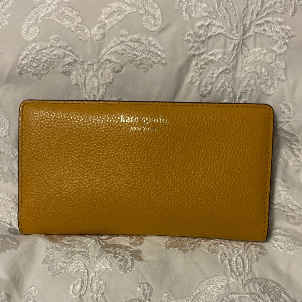 Kate Spade bifold  golden Yellow Wallet zip coin